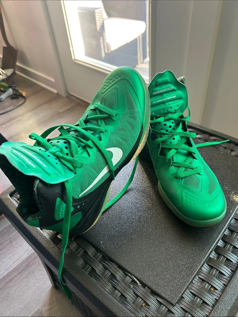 Nike Green High-Top Flywire Hyperenforcher Basketball Sneakers Sz 10.5 Very cool